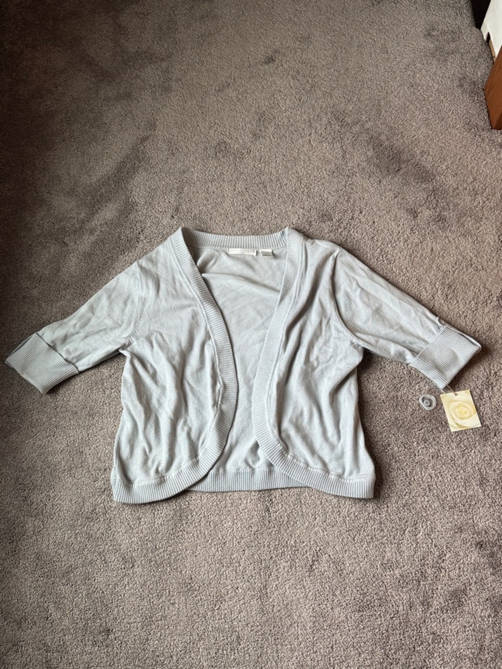 Sarah Spencer Light Gray Open Front Knit Cardigan 3/4 Sleeve SIZE 1X